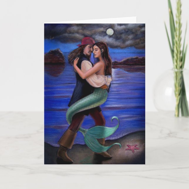 "Mermaid & Pirate's Love" Greeting Card (Front)