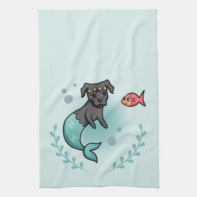 Mermaid Pit Bull Kitchen Towel (Vertical)
