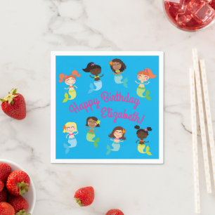 Mermaid Pool Birthday Party Kids Napkins