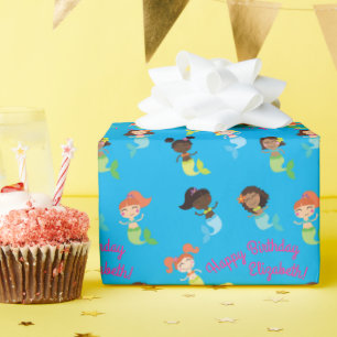 Mermaid Pool Birthday Party Kids Wrapping Paper