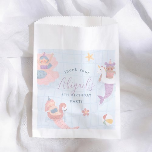 Mermaid Pool Girl Birthday Party Thank You Favor Bag
