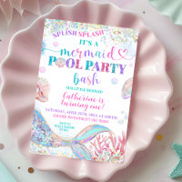 Mermaid Pool party bash invitation
