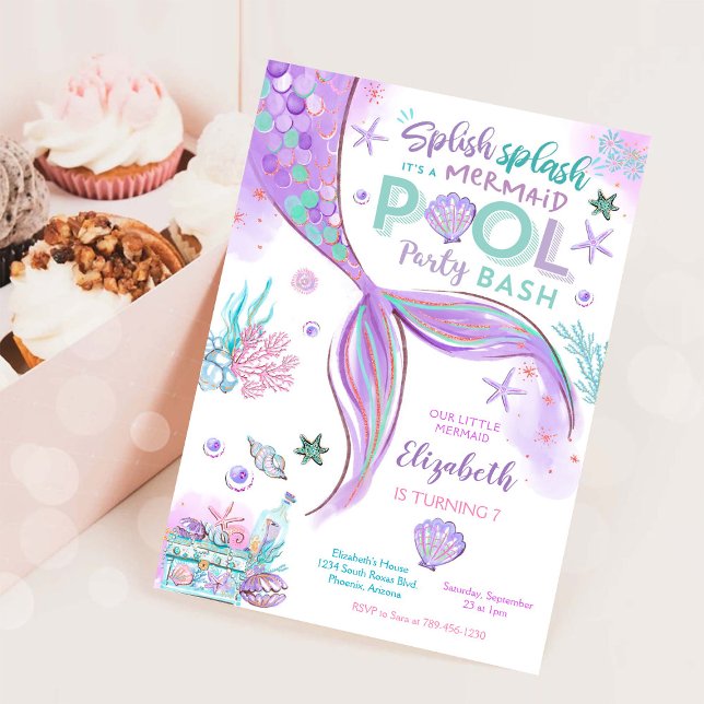 Mermaid Pool Party Birthday Invitation (Creator Uploaded)