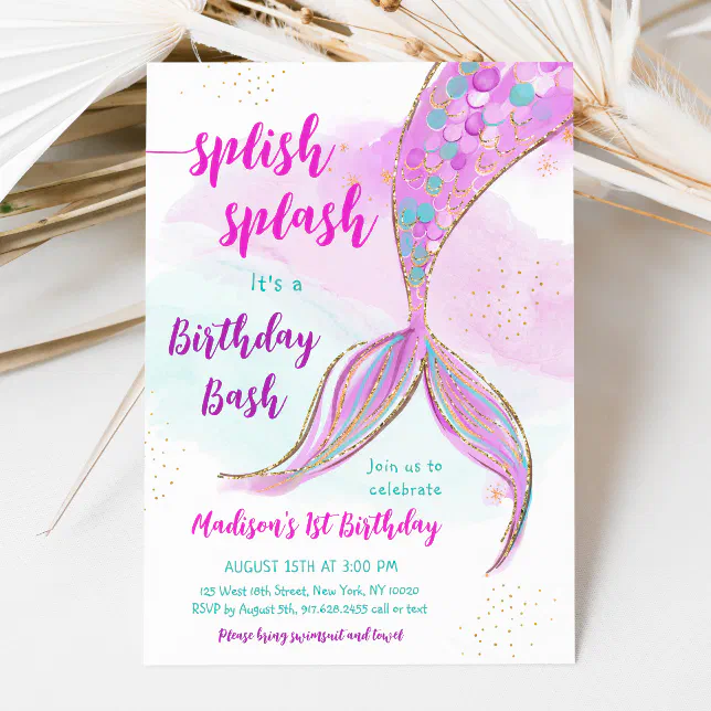 Mermaid Pool Party Birthday Invitation | Zazzle