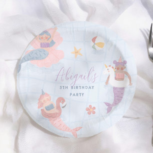 Mermaid Pool Party Girl Birthday Paper Bowls