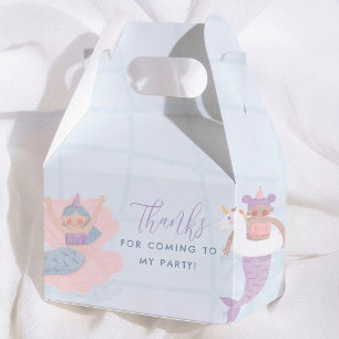Mermaid Pool Party Girl Birthday Thank You Favor Boxes