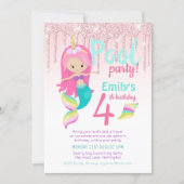 Mermaid POOL Party Purple Pink Silver Glitter Girl Invitation (Front)