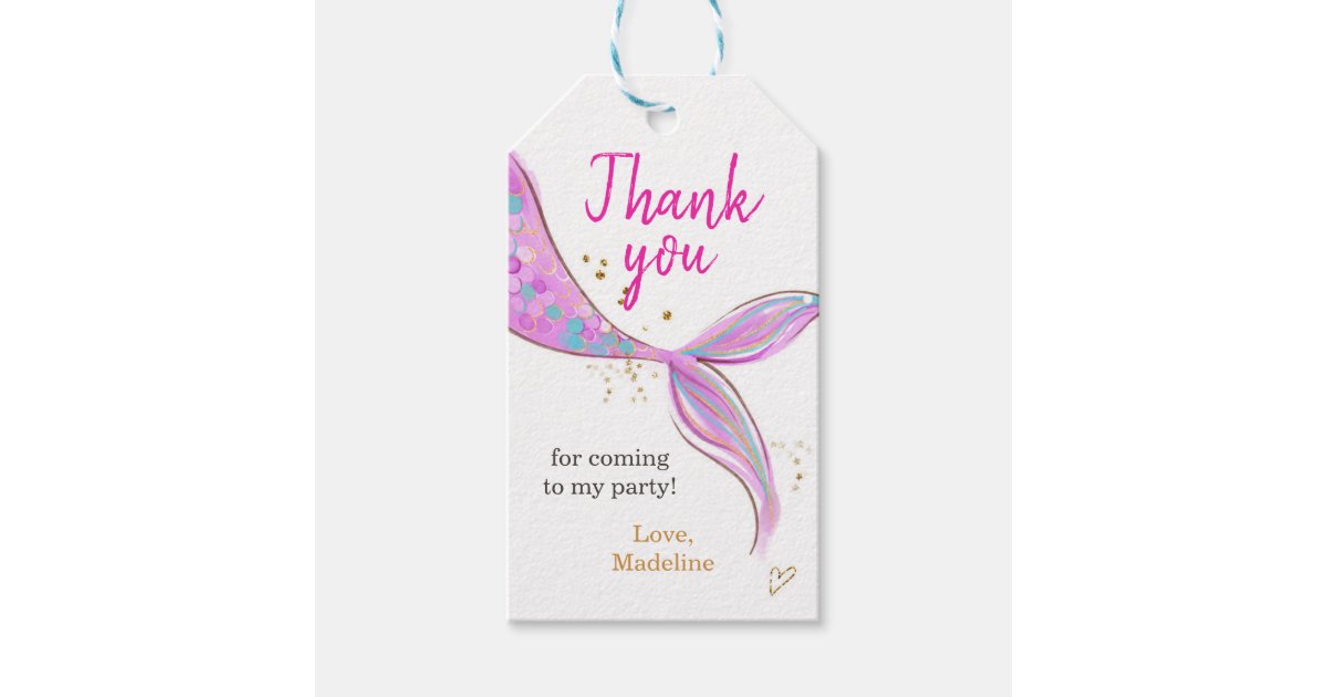Mermaid Pool Party Thank You Thank Favor Gift Tags