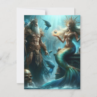 Mermaid Poseidon Postcard