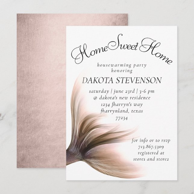 Mermaid Posh | Dusty Terracotta Peach Housewarming Invitation (Front/Back)