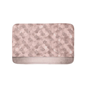Mermaid Posh Scale   Dusty Terracotta Peach Sheen Bath Mat