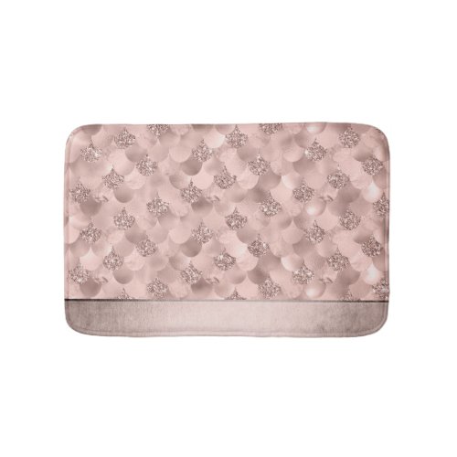 Mermaid Posh Scale  Dusty Terracotta Peach Sheen Bath Mat