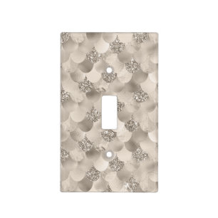 Mermaid Posh Scale Dusty Terracotta Peach Sheen Light Switch Cover