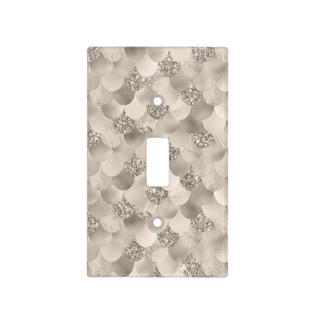 Mermaid Posh Scale | Dusty Terracotta Peach Sheen Light Switch Cover (Front)
