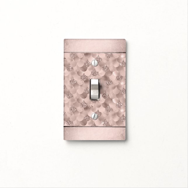 Mermaid Posh Scales | Dusty Terracotta Peach Sheen Light Switch Cover (In Situ)