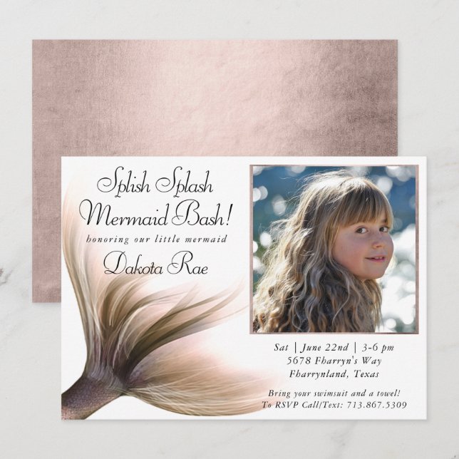 Mermaid Posh | Terracotta Splish Splash Photo Invitation (Front/Back)