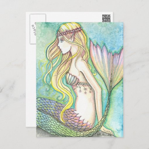 Mermaid Postcard Rainbow Tail by Molly Harrison | Zazzle