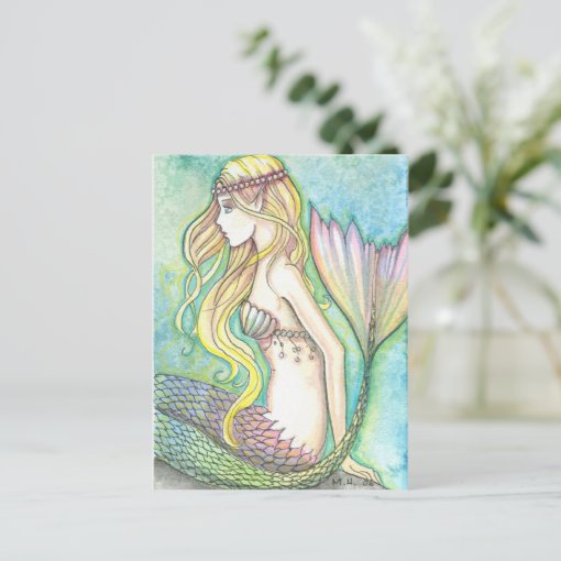 Mermaid Postcard Rainbow Tail by Molly Harrison | Zazzle