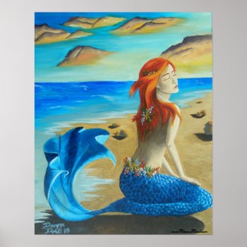 Mermaid Poster Siren Poster Beach Mermaid by Deanna_Davoli at Zazzle