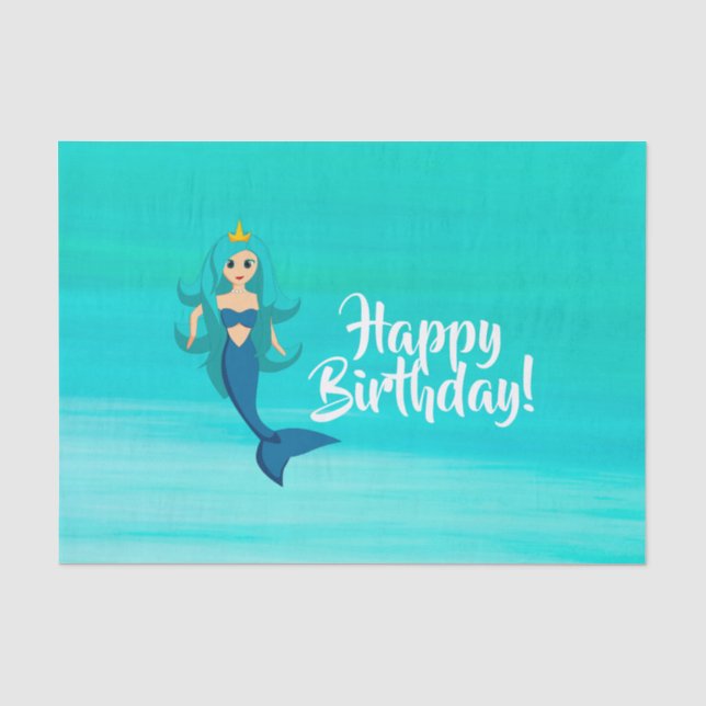 Mermaid princess aquamarine ocean water tissue paper (Front)