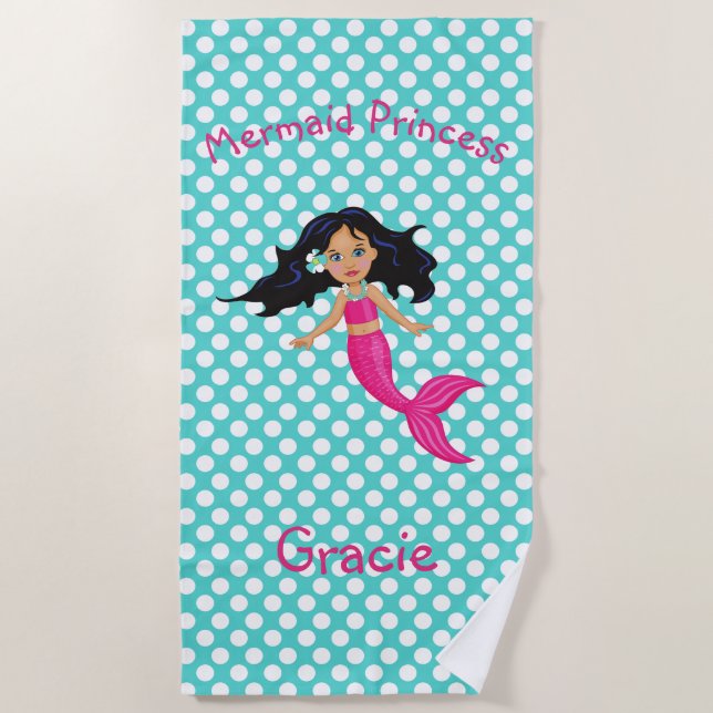Mermaid Princess Beach Towel (Front)
