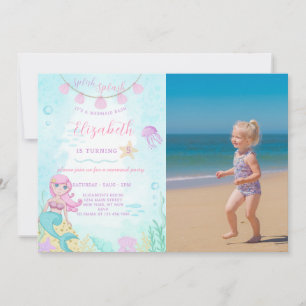 Mermaid Princess Birthday Invitation With photo