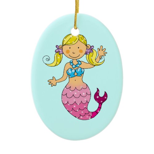 mermaid princess ceramic ornament