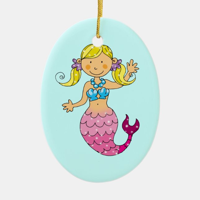 mermaid princess ceramic ornament (Front)