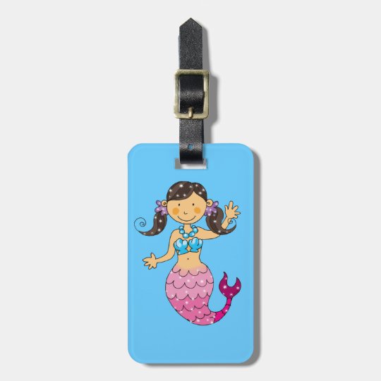 mermaid princess (dark hair) luggage tag
