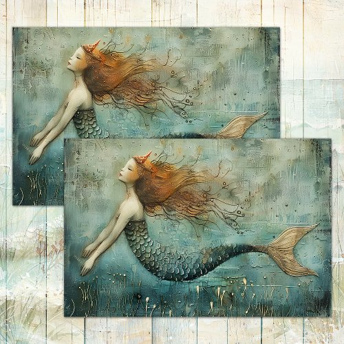 MERMAID PRINCESS DISTRESSED MIXED MEDIA DECOUPAGE TISSUE PAPER