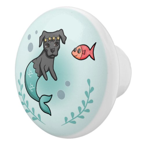 Mermaid Princess Dog with Little Fish Ceramic Knob
