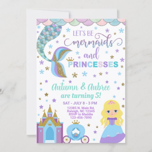 Mermaid  princess girl birthday invitation invitation