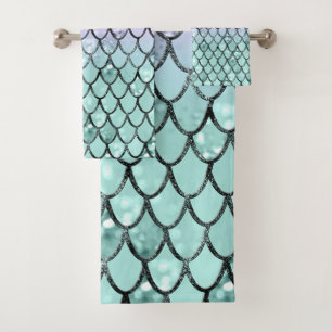 Mermaid Princess Glitter Scales #2 Bath Towel Set