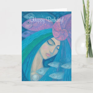 Mermaid Princess, Happy Birthday customizable text Card