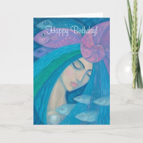 Mermaid Princess Happy Birthday customizable text Card