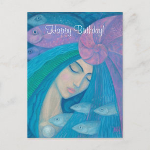 Mermaid Princess, Happy Birthday customizable text Postcard