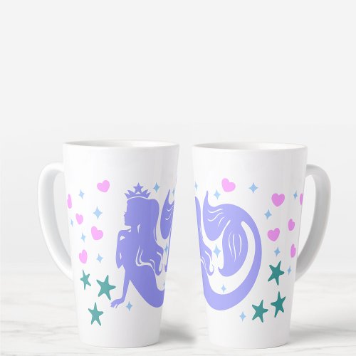 Mermaid Princess Hearts Latte Mug