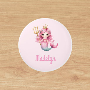 Mermaid princess pink name ceramic knob