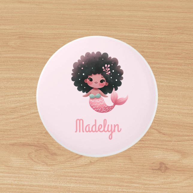 Mermaid princess pink white name ceramic knob (Creator Uploaded)
