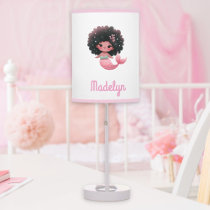 Mermaid princess pink white name table lamp