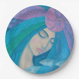 Mermaid Princess, Underwater Fantasy, Pink Blue Paper Plates