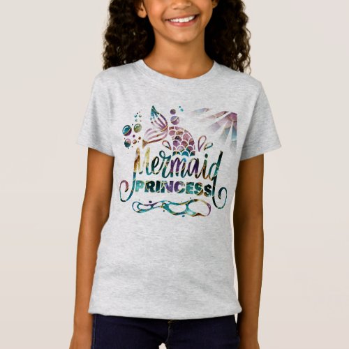 Mermaid Princess Vibrant Shades of colors grey T_Shirt