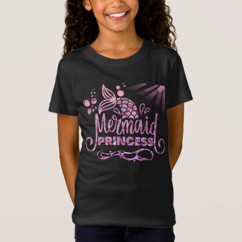 Mermaid Princess Vibrant Shades of Purple black T_Shirt