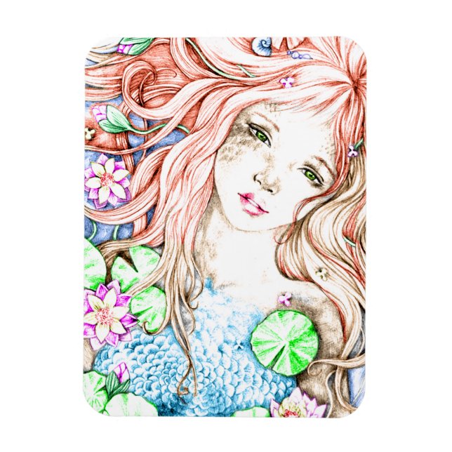 Mermaid Princess Watercolor Magnet (Vertical)