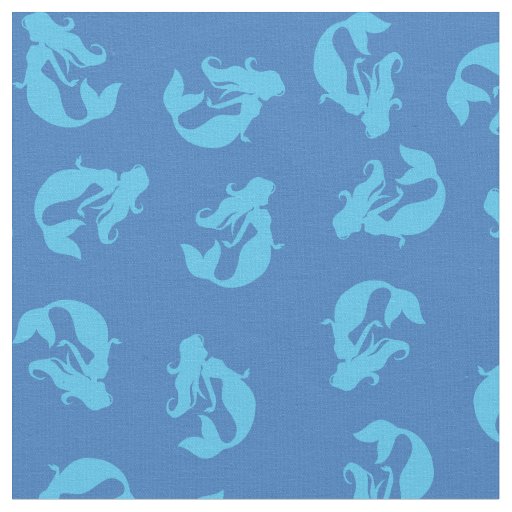 Mermaid Print Fabric Blue