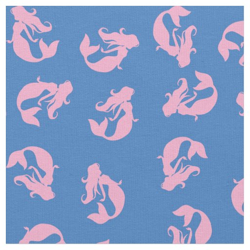 Mermaid Print Fabric Pink and Blue
