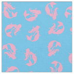 Mermaid Print Fabric Pink and Light Blue