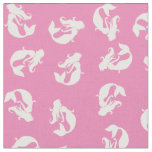 Mermaid Print Fabric Pink and White
