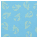 Mermaid Print Fabric Teal Aqua and Light Blue