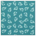 Mermaid Print Fabric Teal Aqua and Turquoise